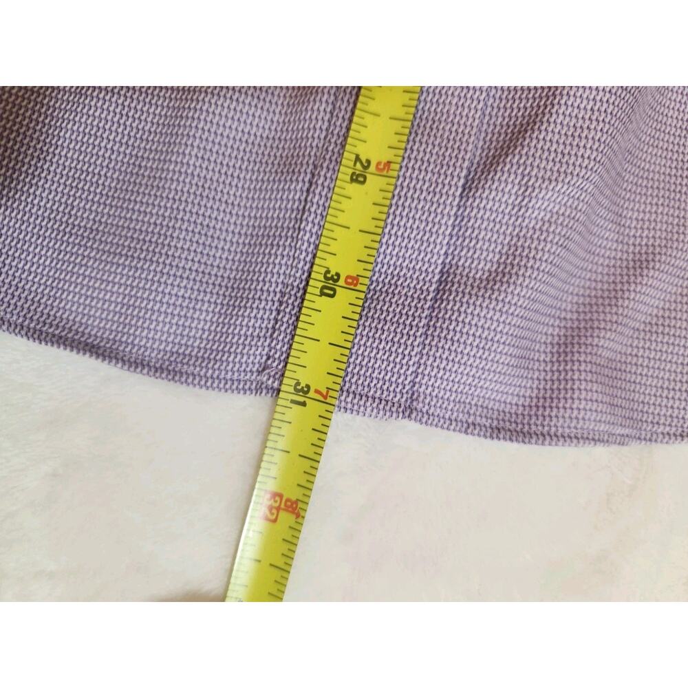 Charles Tyrwhitt 100% Cotton Shirt Mens 17 34 Large Purple Geometric Long Sleeve - Picture 9 of 12